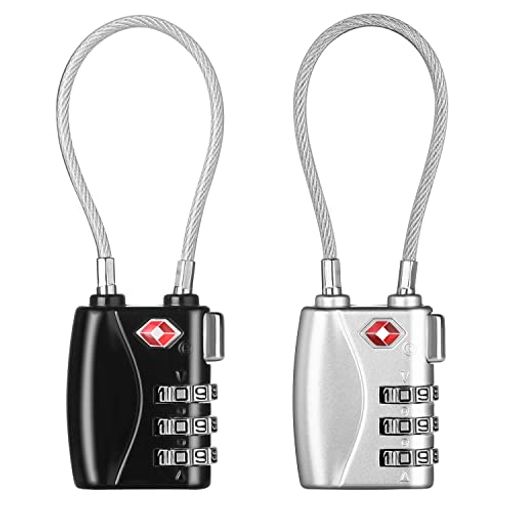 ZHEGETSA南京錠旅行ダイヤル式ワイヤーロック暗証番号荷物、スーツケース、バックパック用