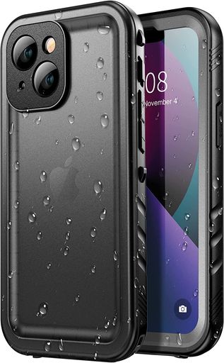 SPORTLINK IPHONE 13 MINI 用 防水ケース IPHONE 13 MINI用 耐衝撃 ケース IP68防水等級 防雪 防塵 耐衝撃 360°全面保護 QI充電 フェイスID 認証対応 操作便利 超薄型 ストラップ付き 雨の日