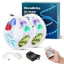 DuraBriteLEDテープライトストリングライトロープライト10m【5mx2個】リモコン制御音声同期メモリー機能SMD5050高輝度RGB調光調色間接照明切断可能両面テープ工具不要装飾用室内用部屋天井壁…