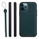 HANATORAiPhone11Proケース本革日本製耐衝撃スマホケーススマホストラップ付きシュリンクカーフレザーギフトマグネットなしグリーンSPGJP-11P...