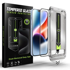 NYSERAIPHONE14PROMAX専用強化ガラスフィルム2枚組|無塵ボックス秒貼り|9H超硬度・防爆|指紋防止・高透過率99.9%|自動吸着|全面保護