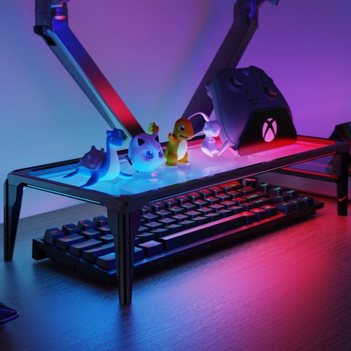 YaGeeRGBデスクスタンドシェルフサウンドバーデスク置き台グラス机上台pcキーボード収納ラック40x7.6x1..
