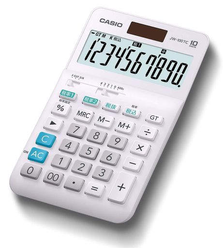 カシオ W税率電卓 10桁 税計算 ホワイト ジャストタイプ JW-100TC-N カシオ W税率電卓 10桁 税計算 ホワイト ジャストタイプ JW-100TC-N