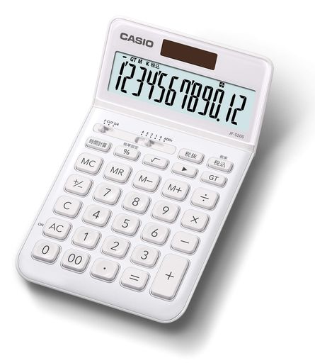 カシオスタイリッシュ電卓ホワイトジャストタイプ12桁JF-S200-WE-N カシオスタイリッシュ電卓ホワイトジャストタイプ12桁JF-S200-WE-N