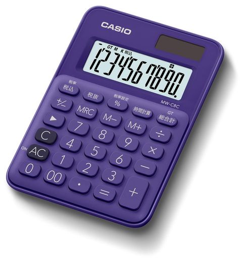 カシオカラフル電卓パープル10桁ミニミニジャストタイプMW-C8C-PL-N カシオカラフル電卓パープル10桁ミニミニジャストタイプMW-C8C-PL-N