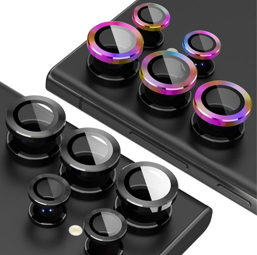 SUOMAN FOR SAMSUNG GALAXY S24 ULTRAカメラレンズ保護フィルム(2セット) 9H強化ガラスカメラ保護カバー-カラー+黒