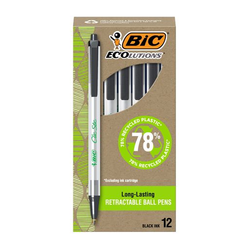 ビック(Bic)ボールペンエコリューションズクリックスティック1.0mm油性黒12本入りECSBLK-B12