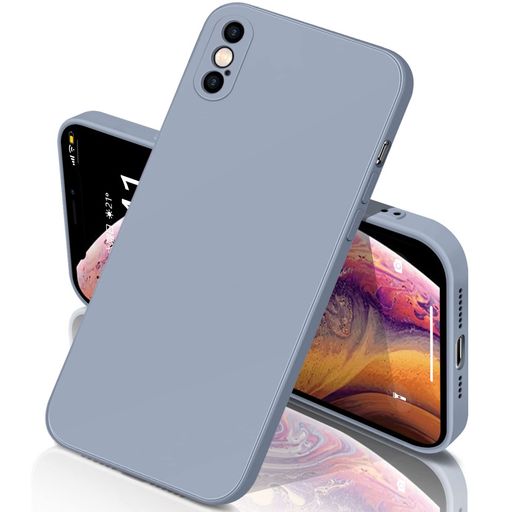 yakxixi用のiPhoneXsMaxケースシリコンカバー耐衝撃ソフト素材マット質感さらさら手触り傷付き防止軽量指紋防止レンズ保護(グレー)
