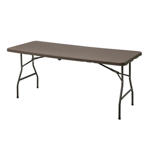 タカショーガーデンテーブルイージーキャリーダイニングテーブルラタン調ブラウン高密度ポリエチレンECF折りたたみ式屋外ベランダECF-T01BR