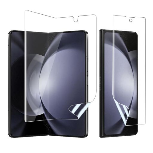 【対応機種】:GalaxyZFold5対応保護フィルム。対応機種:SamsungGalaxyZFold5auGalaxyZFold5SCG22docomoSC-55Dご注文を確認する前に、必ずお手持ちの機種と選択した機種をご確認ください。携帯電話のフィルムのサイズは12.3*14.8cmと6cm*15.1cmです 【特殊素材&amp;自動修復】:素材特有の弾力性と柔軟性により、ガラスフィルムでは貼られないエッジ部分までしっかり保護できます。自己復元素材の使用して高い伸縮性と弾力性を誇り、日常のスクラッチから画面を効果的に保護できます。 【飛散防止&amp;安全性】:高品質な抗粉砕コーティングの飛散防止加工を施してるため、激しい衝撃を受けてもガラスフィルムは貼り付けのままになります。万が一、割れてしまった場合になっても、飛び散らない安全設計になっております。 【高透過率&amp;貼り付け簡単】:光の透過率が高くてになり透明度が普通のガラスよりも高くて高画質の動画や写真を楽しむことができます。気泡が入りにくいコーティングなので、たれでも、経験なくても、ストレスなして、簡単に貼ることができます。