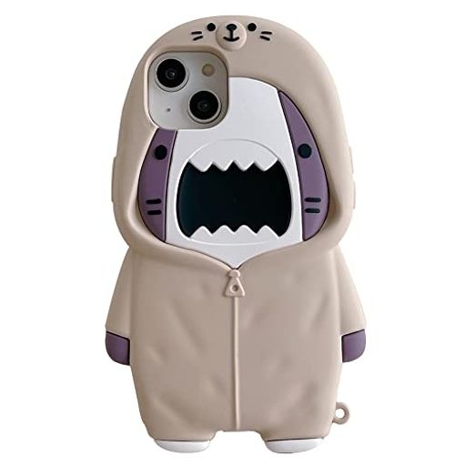 MAYABABYスマホケースIPHONEケースおもしろお洒落3D趣味可爱いサメ動物シリコンのTPUソフトケース漫画ストラップ付きフルカバー個性韓国風アイフォン専用カバー全面保護ワイヤレス充電対…