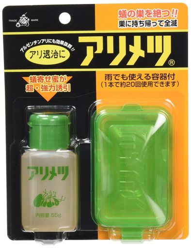 アリでお悩みではないですか?アリメツは、アリの巣を全滅させて退治!! アリメツはアリの生活状態と習性を永年研究した結果生まれた殺蟻剤です。アリの通り道に仕掛けるだけで、巣全体丸ごと退治 雨でも使える専用容器付のセットです。 お子様やペットのいるご家庭でも安心してお使いいただけます。また、アルゼンチンアリ駆除支援事業でも採用されています。 こちらの商品は郵便(定形外)でのお届けとなります。商品サイズ:13x2.5xh17cm