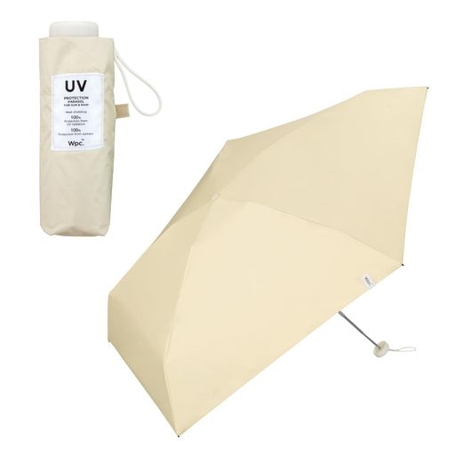WPC.極小日傘ベビーパラソルベージュ《遮光率100%・UVカット率100%・UPF50+・晴雨兼用》折りたたみ傘親骨50CMレディース190G軽量コンパクト通勤通学おしゃれ可愛い女性WCO-2308