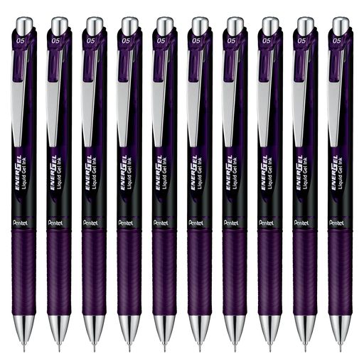 ぺんてるボールペンゲルインキエナージェルノック式0.5mm0BLN75A2-VAボルドーブラック10本