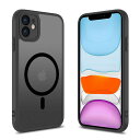 iPhone11ケース半透明pc耐衝撃Magsafe対応マット感軽量薄型米軍MIL規格ストラップホール付きワイヤレス充電対応スマホカバーEUMADOVE(ブラックIPhone11)