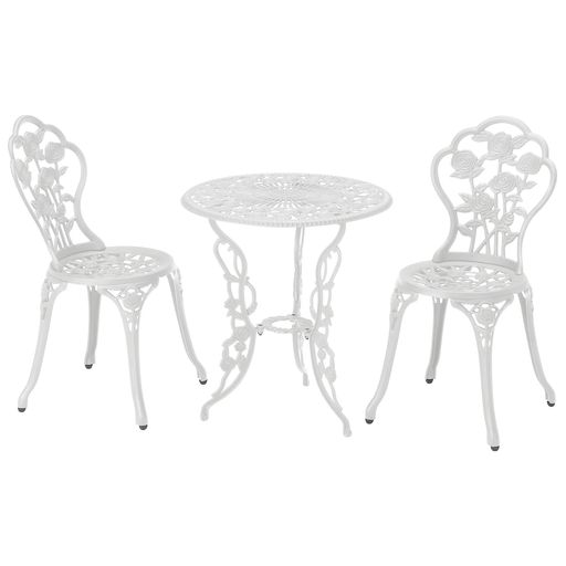 タカショーガーデンテーブルセットテーブルセットローズホワイト60Φアルミニウム・鋳鉄SGT華やかなバラのモチーフ屋外ベランダSGT-15WN