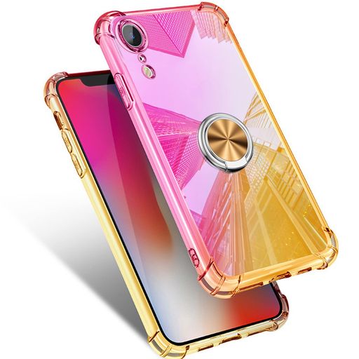 乐天商城 - iPhoneXR用ケースリング付きクリア耐衝撃薄型グラデーション透明TPUバンパー車載ホルダー対応スタンド機能薄型軽量取り出し易い全面保護カバー光学メッキ加工おしゃれ擦り傷防止指紋防…