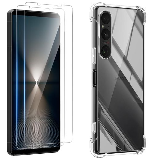 対応 XPERIA 1 VI SO-51E フイルム (2枚入り) + ケース エクスペリア 1 VI ガラスフイルム 液晶保護フィルム 強化ガラス ラウンドエッジ加工 硬度9H 飛散防止 超薄0.26MM 3D TOUCH対応 高感度 撥油性 指紋防止