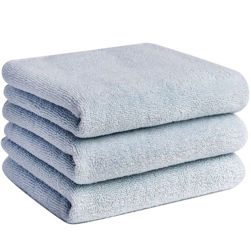 VECELOタオルフェイスタオル3枚入100%綿73*34cm瞬間吸水耐久性毛羽落ち少ない肌触りブルー