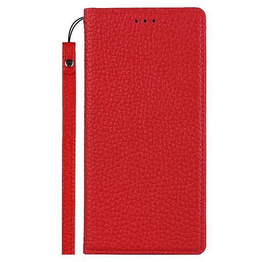 Rakuten - ElickiPhone14適用ケース手帳型高級牛革アイフォン14ケース本革マグネット式スタンド機能カード収納ストラップ付きアイフォン14カバーレッド