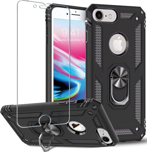 FolmeikatiPhone8ケース、iPhone7ケース、iPhone6s/6ケーススクリーンプロテクター360金属回転リングキ..