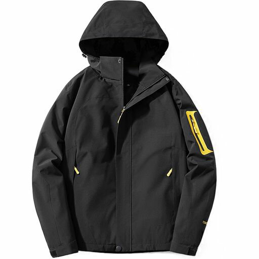 [Eocicvvi]メンズジャケットマウンテンパーカー撥水防風秋服ウインドブレーカージャンパー春秋冬アウトドア(ブラックXL)