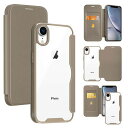 iPhoneXRケース手帳型クリア背面透明いPhoneXRスマホケースカバー軽量高級なPUレザー+PCパネル+TPUバンパー永久磁石マグネットカード収納人気財布型手帳カバー(カーキ色)