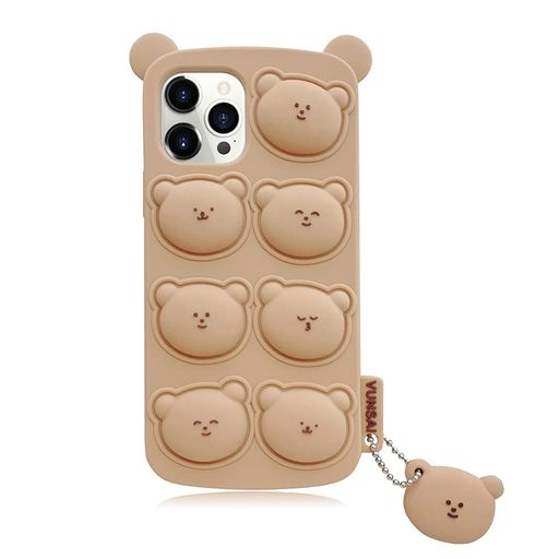 乐天商城 - YUYIBiPhone13ProMax用ケースシリコンかわいいキャラクターくまちゃん立体効果耐衝撃傷防止レンズ保護ソフト携帯カバーアイフォン13ProMax用カバー