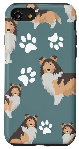 Rakuten - シェットランドシープドッグ犬のパターンデザイン肉球プリントスマホケースiPhoneSE(2020)/7/8用