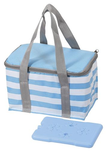 製品サイズ(約):バッグ/幅26x奥行14.5x高さ15cm(持ち手含まず)、保冷剤/幅17x奥行11.5x高さ1.5cm 製品重量:(約)0.348kg 表地:バッグ・持ち手/ポリエステル、内側/PEVA、中芯/発泡ポリエステル、保冷剤:材料の種類:外装バッグ/ポリエチレン(耐冷温度-20度、内容物/水・増粘剤 生産国:中国