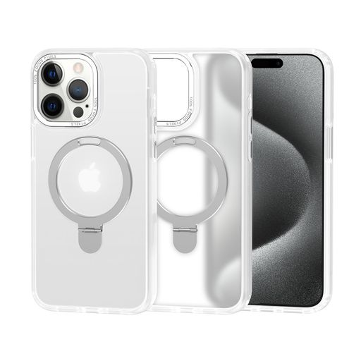 Rakuten - MuZiFiPhone13ProMax用ケースリング付き半クリア半透明マット感米軍規格MagSafe対応マグセーフリングスタンドスタンド一体型ケースキックスタンド薄型軽量アイホン13ProMax用スマホリング