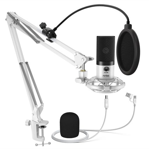 Rakuten - FIFINEUSBマイクコンデンサーマイクゲーミングマイク単一指向性アーム付きポップガード付き配信用PC用高感度マイクセット録音ゲーミングライブ配信ゲーム実況在宅勤務Windows/Mac/PS4/PS5対応