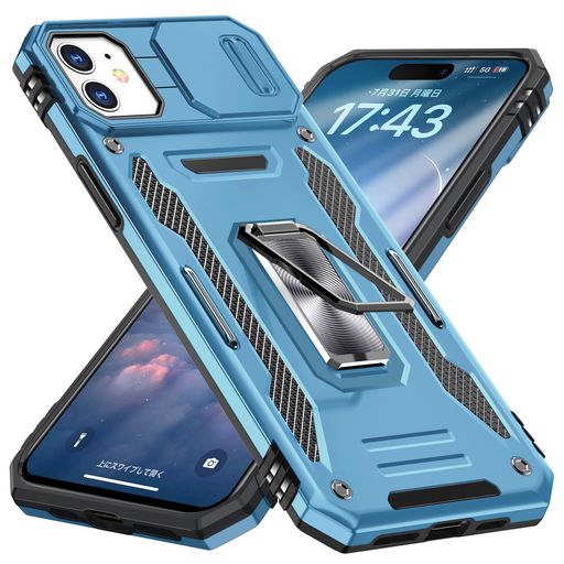 樂天商城 - iPhone12用ケースiPhone12Pro用ケースリングPC+TPUスライド式レンズ保護米国軍事MIL標準取得衝撃吸収耐衝撃落下防止カメラカバースタンド機能二重構造防塵薄型軽量一体型360度回転