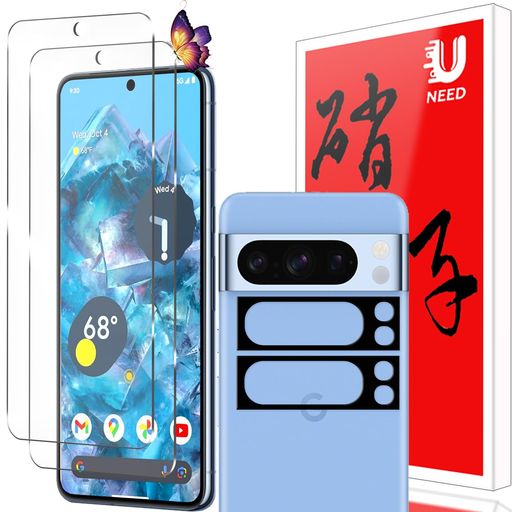 【2+2枚セット】UNEEDGooglePixel8Pro用のガラスフィルム(2枚)+カメラフィルム(2枚)ピクセル8プロ用の..