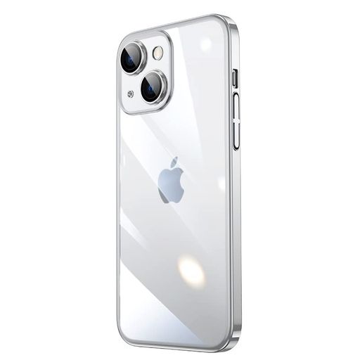 乐天商城 - EisuiyiiPhone15用のクリアハードケースメッキ加工指紋防止汚れにくいワンピースカメラ保護アイフォン15向けのカバースリム6.1インチシルバー