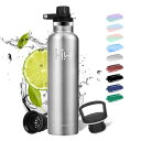 ASAKA保温保冷スポーツボトル水筒直飲み1L真空断熱マグボトル2種類蓋取っ手付きスクリュー氷止めジュース漏れない飲みやすい大容量公園自宅自転車コーヒー茶フィル...