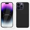 UOWORLD|iPhone14Proケース【液晶保護フィルム・ブラックTPUセット】ストラップホール付き衝撃吸収2Dソフト保護フィルム4層構造+TPU素材(フィルム:クリアケース:ブラック)