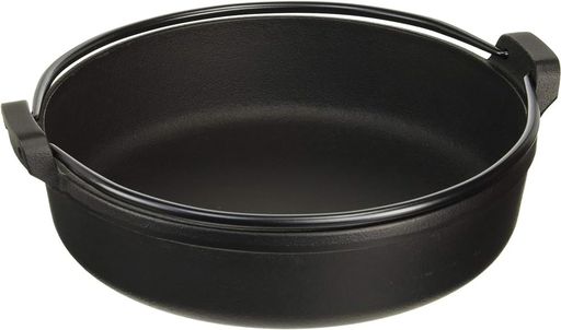 サイズ(cm):24x21x(H)7 内径20cm 深さ4.2cm 材質:本体...鋳鉄(黒焼付加工) 取手...鍛造鉄 原産国:日本