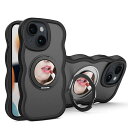KanyakuIphone14Plus用のケースmagsafe対応超強磁力TPU韓国可愛いウェーブソフト滑り止め鏡付き耐衝撃半透明マット感おしゃれスマホケースアイフォン14Plus用ケース360°回転スタンド