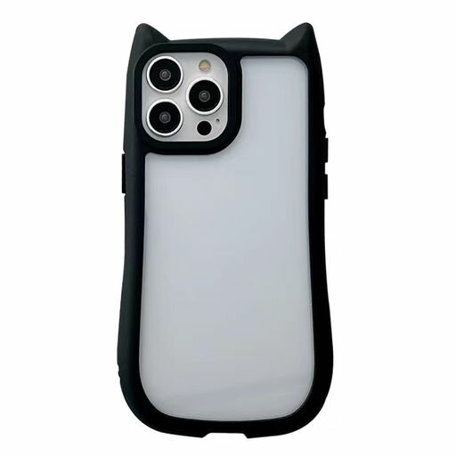 mayababyスマホケースiPhone携帯ケースシンプルかわいい3D猫耳ネコ耳猫柄ネコラクター3色半透明TPUおもしろiPhoneケース人気韓国耐衝撃クリアケースシリコンゴム創意落下防止(ブラック
