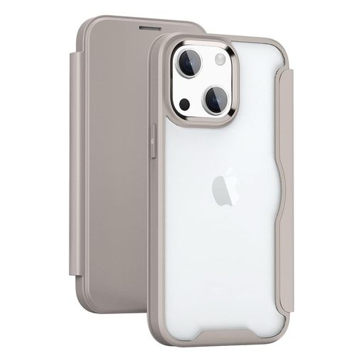 Rakuten - YUYIBスマホケース対応iPhone15ケース6.1”手帳型背面クリア透明高級なPUレザー+PCパネル+TPUバンパーマグネットが内蔵衝撃吸収軽量薄型ブランド対応アイフォン15手帳型ケース(カーキ色)