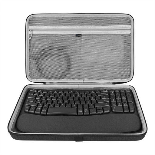 Geekriaハードシェルトラベルキャリングキーボードケース、ロジクール Logicool Wave Keys K820コンボ/Wave Keysワイヤレスエルゴノミックキーボードと互換性があります(ダークグレー)