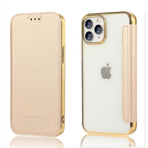 樂天商城 - MuZiFiPhone11Pro用ケース手帳型クリア高級なPUレザー耐衝撃性と耐摩耗性11Pro用全面保護耐衝撃、カード収納、人気財布型カバー軽量アイフォン11Pro用手帳カバー(iPhone11Proきんいろ)