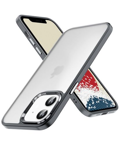 乐天商城 - 【強化レンズ保護、合金ボタン、エアバッグ】ONES艶消しiPhone12/12Proケース米軍MIL規格超耐衝撃【灰·衝撃吸収シリコンバンパー✚透明·マット感·強化PCガードボード】指紋防止滑り止め画…