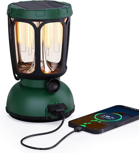 💡 💡 【360°全方向を照らす&amp;650ルーメンで高輝度】このLEDキャンプランタンは、最大650ルーメンで高輝度で、暗い場所を昼間のように全方向360度を明るく照らします。✨ランタンの本体に6つのLEDフィラメントがあり、耐久性が抜群で明るさもしかっりと保障できます。✨野外や災害時にも安心して使えるLED充電式ランタンです。⚡⚡ご注意:従来の蛍光灯よりも効率的で省エネルギー仕様で、白ライトの場合、最大650ルーメンの明るさで照明でき、暖色ライトの場合、最大350ルーメンの明るさで照明できます。 🏕🏕【IPX4生活防水&amp;室内・室外を問わず充電できる】USB充電、ソーラー充電、手回し充電の3種類の充電方式がある超便利なランタンで、室内・室外を問わず充電できるので、バッテリーが切れることを心配しなくても構いません。🛠充電方式1:USB充電、TYPE-C充電ケーブル付属で様々なUSB入力デバイスに挿入して充電可能、室内での充電に適するUSBランタンです。🛠充電方式2:ソーラー充電、光で充電される設計でエコな充電方式を考える際に大変オススメなソーラーランタンです。