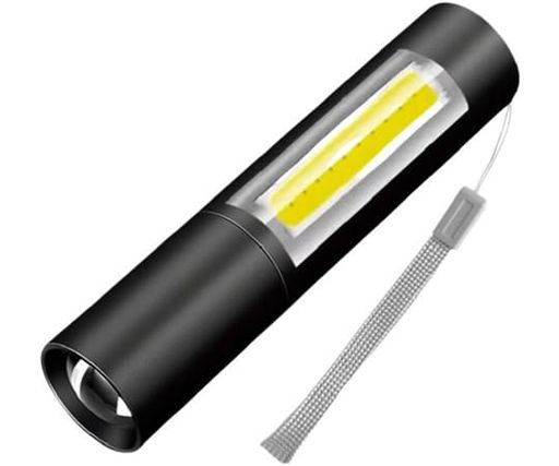 トライメイト 充電式LED懐中電灯 サイドライト搭載 ストラップ付 S TR-FL003-S