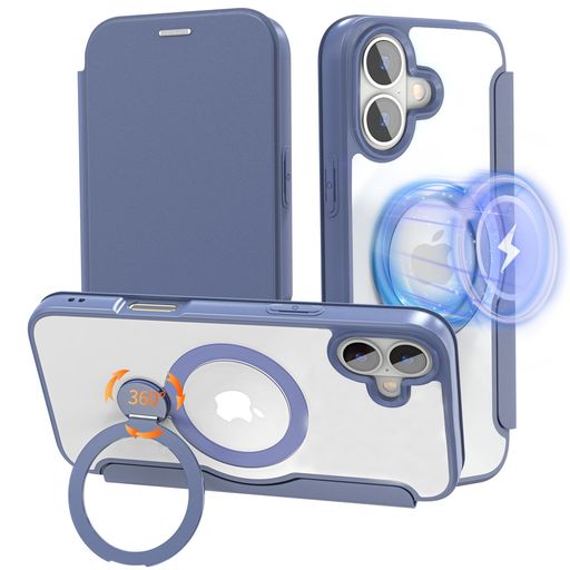 樂天商城 - 【クリア仕様の手帳型・360°回転スタンド】smhokesuiPhone16Plus用ケース手帳型カード収納MagSafe対応リング付き縦横両対応クリア仕様を引き継いだ手帳型レザー素材軽い薄型耐衝撃いphone16