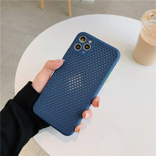 mayababyスマホケース超スリムなメッシュ通気性放熱シリコンのTPUソフトケース耐衝撃アイフォン7プラスケース携帯ケース超薄型超軽量中空放熱iphoneケース(ネイビーiphone13mini)