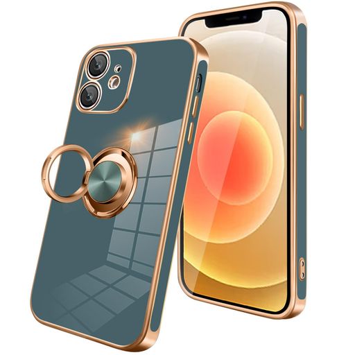 KEHUALLEiPhone12ケースリング付きスマホケースいphone12カバー耐衝撃メッキ加工TPU携帯カバー車載ホルダー対応360度回転多機能スタンド機能ストラップホール付きアイフォン12携帯ケース6.1