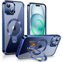 【360°回転無制限・縦横両対応】FONKCASEIPHONE15用ケースMAGSAFE対応【CDリング・スタンド一体】角度調整可能ストラップホール付き【本体の色・メッキバンパー】アイフォン15用カバーマグネ…
